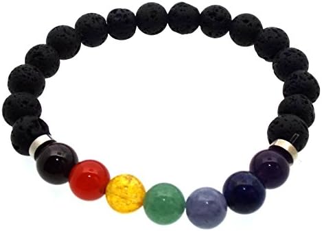 8mm Lava Rock and Gemstone Chakra Bead Bracelet