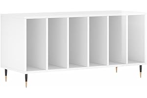 vidaXL Mobile Porta Dischi Bianco Lucido 100x38x48cm Legno Multistrato