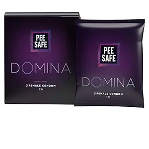 Domina Female Condom with Soft Inner Sponge, No Artificial Colour, Made with Natural Rubber Latex, Lavender Fragrance, With Biodegradable Disposable Bags, Pack of 2