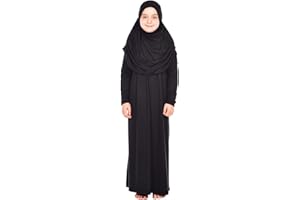 Prien Kids Prayer Dress Muslim Clothes for Girls Long Sleeve Abaya with Hijab Two Piece Maxi Islamic Set Scarf Kaftan Jilbab