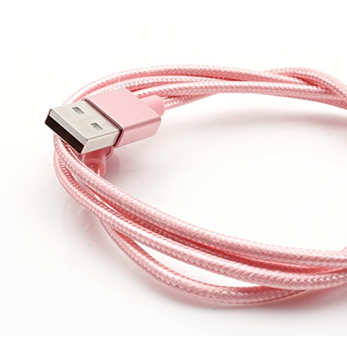 iProtect USB-C Ladekabel und Datenkabel für Geräte mit USB-C Anschluss in Nylon Flechtoptik Roségold - 4