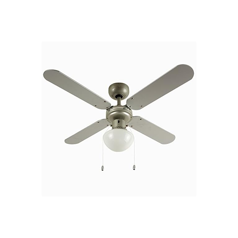 MiniSun – Moderner und verchromter Deckenventilator mit einer Leuchte