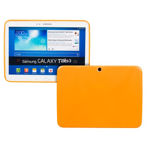 Invero® Samsung Galaxy Tab 3 10.1 Inch GT-P5200 GT-P5210 TPU Silikon Tasche Hülle Schutzhülle mit LCD displayschutzfolie (Orange)