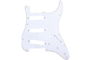 Musiclily Pro 11 Agujeros SSS 62 Vintage Style Strat Pickguard Golpeador para American Stratocaster 62, 3 capas Blanco