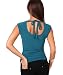 KRISP® Pleated Cowl Neck Low Cut Tie Back Vest Silk Jersey Top Party Evening 3540 (Teal,10)
