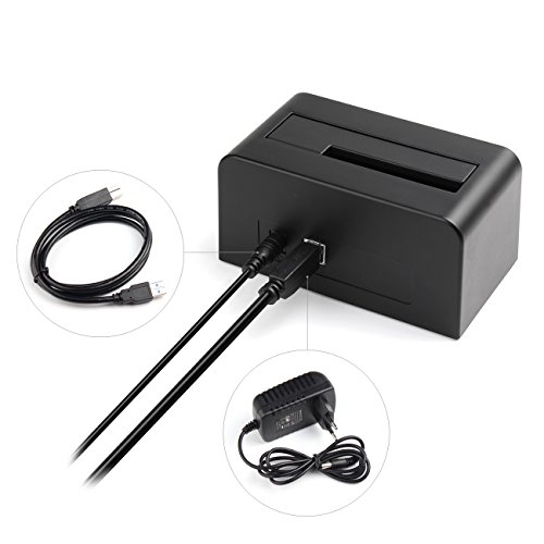 Salcar USB 3.0 externe Festplatten-Dockingstation für 2,5 / 3,5 Zoll SSD HDD SATA I/II/III inklusive USB3.0 Kabel mit 12V 2,5A Netzteil (SATA3 UASP Support) - 5