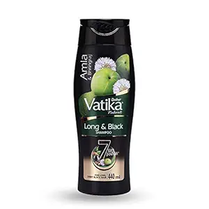 Dabur Vatika Long & Black Shampoo, with the Goodness of Amla & Bhringraj for Shiny, Black Hair - 440ml