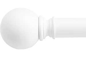 NICETOWN Barra de Cortina Ventana Tratamiento de 2,54 cm de Diámetro Decoración Hogar con Remates Redondos Longitud Ajustable de 182 a 365cm, Color Blanco Mate