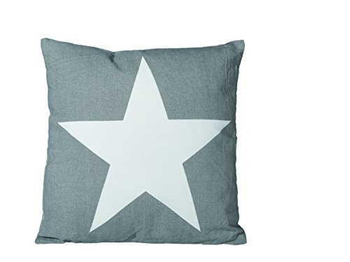 Out of the blue 190211 Graues Kissen mit weißem Stern, circa 40 x 40 cm und 350 g Füllgewicht