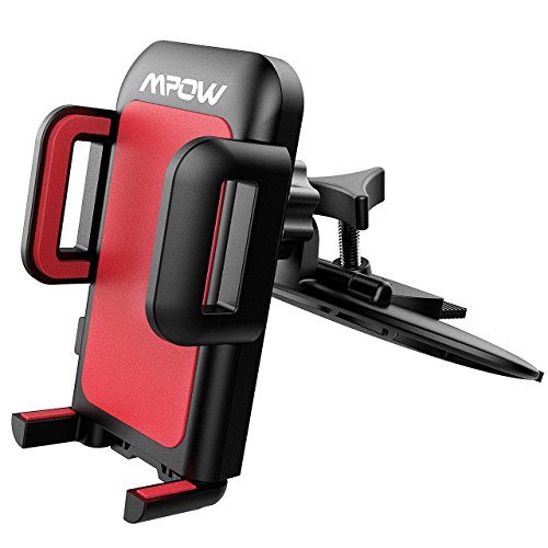 Mpow Porta Cellulare Universale da Auto per CD Slot con un Semplice Pressione, Supporto Cellulare Rotazione di 360 gradi per iPhone 7 / 7 plus / 6 / 6plus / 5S / 5 / 4S / 4, Samsung Galaxy S5 / S4, Samsung Galaxy Note 4/3/2, HTC One, Nexus 4, Lg Nexus 4, Nokia Lumia 920, Plus One, GPS, Radio FM, Lettori MP3, ed altri Smartphone - Roso