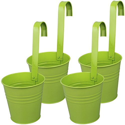 Hängetöpfe Balkon Blumentopf hängend Balkontopf Metall Pflanztopf zum hängen Übertopf zum aufhängen (4er Set f5)