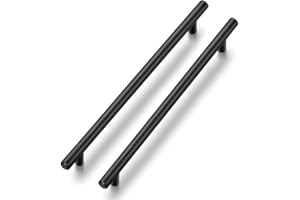 Ravinte Pack of 10 Black Furniture Handles, T Bar Handles for Kitchen Cabinets, 224 mm, Hole Centre, Cabinet Handles, Rustproof Stainless Steel Furniture Door Handles