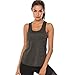 Produktbild Fenverk Damen Sport Tank Top - Essential Fitness T-Shirt Tops Sporttop Yoga RingerrüCken Oberteil Laufen Funktions Shirt Active Tanktops Unterhemd Feinripp(Dunkelgrau,M)