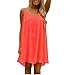 Produktbild  Loveso Frauen Damen Kurzarm Elegante Casual lose Spitze Durchbrochen T-Shirt Kleid Chiffonkleid Sommer Minikleid (A-Orange, L)