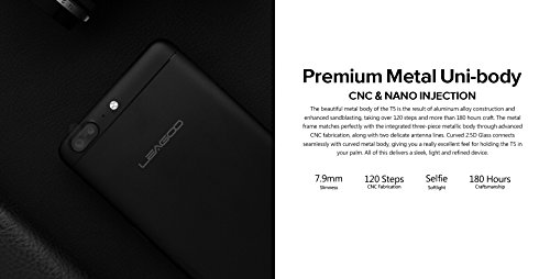 LEAGOO T5 Handy Mobiltelefon, Frontkamera 13MP und Dual RÃ¼ckkameras (5 MP + 13MP) 5.5 Zoll 4G Smartphone 4GB RAM 64GB ROM MTK6750T 64 BIT Octa Core 1.5GHZ Ultra dÃ¼nner Metall KÃ¶rper Dual-SIM Front-Fingerabdruck (Schwarz)