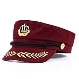 Número de modelo: boinas LMZXH&M Sombrero Caliente Gorra De Marinero De Los Hombres Y De Las Mujeres De Los Uniformes Militares del Sombrero De Capitán De La Gorra Ajustable De La Gorra del Marinero, Vino Rojo