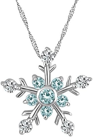 Uniqueen Ladies Swarovski Element Sterling Silver Crystal Snowflake Pendant Necklace for Women