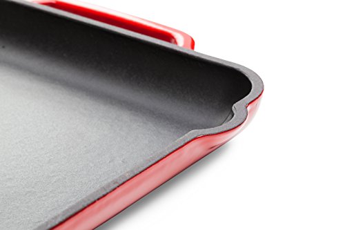 Tivoli / BBQ Grill / aus Gusseisen / Rechteckig / Grillplatte / Rot / 32,5 x 22 cm / Geeignet für Induktion / Plancha / - 7