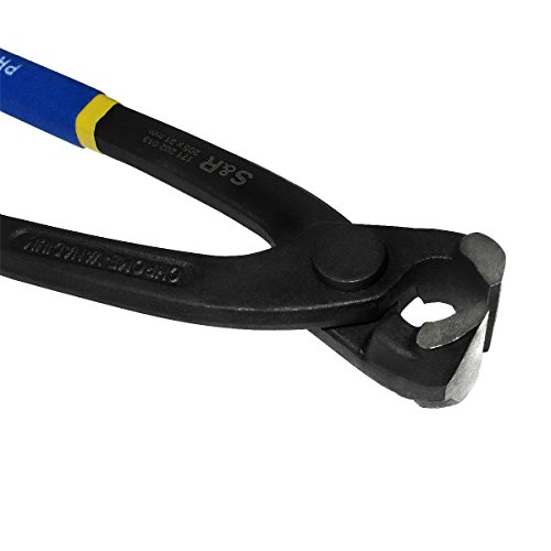S&R Kneifzange 205 mm Monierzange Flechterzange aus hochwertigem Chrom-Vanadium Stahl, blaue gummierte beschichtete Griffe - 2