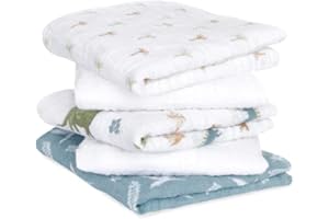 Aden + Anais™ Essentials Lot de 5 carrés en Mousseline de Coton Motif Dinosaure Jungle