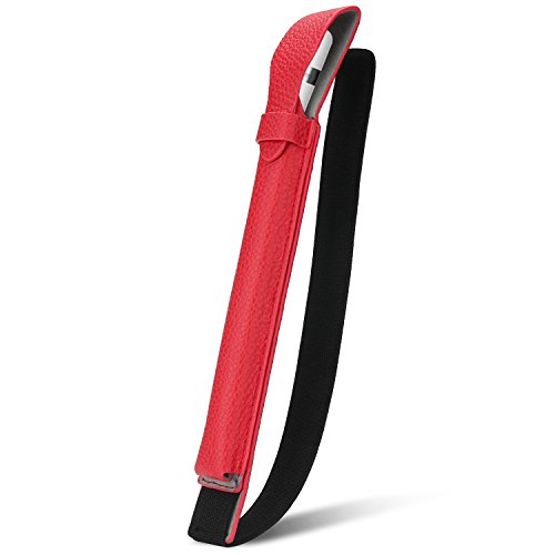 Apple Pencil hülle halter, SOCU Premium-PU Leder Bleistift Taschen Sleeve abnehmbare Beutel-Abdeckung für Apple-Bleistift für iPad Pro 9.7, 12.9 Zoll Rot