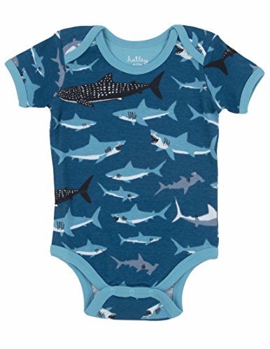 Hatley Baby Boys Infant AOP One Piece Sharks Romper, Blue, 9-12 Months (Manufacturer Size:6-12 Months)