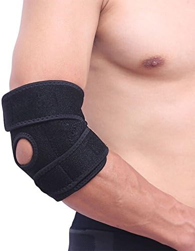 Anzome 2 Packs (1 Pair) Adjustable Elbow Brace Support for Sport, Workouts, Golfers And Tennis Elbow, Arthritis, Tendonitis, Copper Infused Fit - One Size Fits All