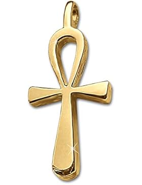 CLEVER SCHMUCK Goldener Anhänger kleines Ägyptisches Kreuz 18 mm ANCH schlicht glänzend 333 GOLD 8 KARAT