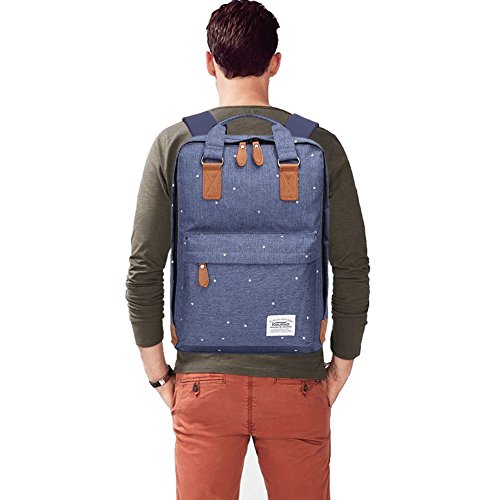 KAUKKO Canvas Laptop Rucksack Daypack Handtasche für Schul Reisen - 7