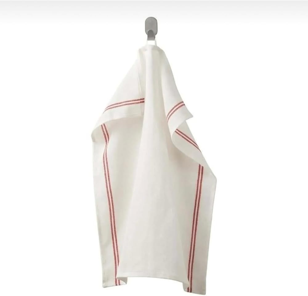 IKEA Hildegund Mutfak Kurulama Bezi, 45 x 60 cm, Beyaz Kırmızı