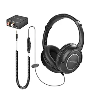 Avantree HF2039 Universal Compatible Wired TV Headphones, Simple to Use for Seniors, Extra Long Cord, Support Samsung, LG, Vizio, Sony, Support Both Digital Optical and Aux RCA Analog Audio Port