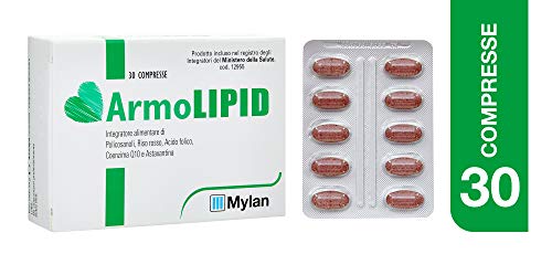 Armolipid integratore alimentare con Policosanoli, Riso rosso fermentato, Acido folico, Coenzima Q10 e Astaxantina 30 compresse