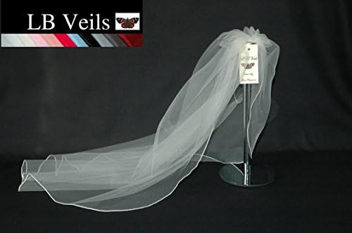 Wedding Veil Ivory Any Length Plain 1 Single Tier LBV143 LB Veils UK (Hip/Fingertip Length 102cm)