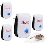 Ultraschall Schädlingsbekämpfer, HIBOER 4 Stück Multifunctional Ultrasound Moskitoschutz Mäuseabwehr gegen Indoor Mäuse, Mosk