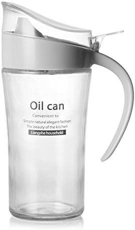 Olive Oil and Vinegar Dispenser-Oil Pourer Vinegar Cruet,21 OZ Glass Bottle with Drip-free Bottle Spout and Return Ventilation Design (Grey)