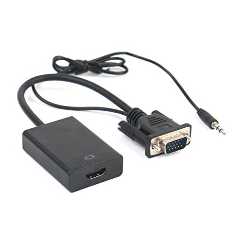 Hunye 2in1 Zubehör Set: 1 x Konverter VGA Video Stecker auf HDMI Buchse 1080P Adapter Kabel für TV HDTV AV Video PC Notebook Computer und Projektor + 1 x USB auf Micro USB Kabel, Ton- und Bild-Übertragung - 4