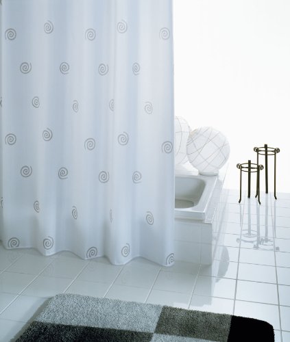 Ridder 414270-350 Duschvorhang Textil ca. 240 x 180 cm, Univers grau inklusive Ringe - 2