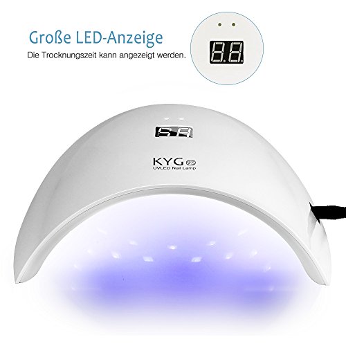 KYG Nagellacktrockner UV-Nagellampe 24W 15 LEDs Lichthärtegerät Infrarot Sensor Lichthärtungsgerät für Shellac, Gelnagellack mit Timer Weiß - 2