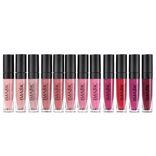 IMAGIC Lipgloss Set 12x Lipglosse Palette Lippenstift Lipstick, Wasserfest, Matt #01- #12