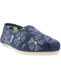 TOMS clásico Haití pintado floral de las señoras del deslizador azul 10005965