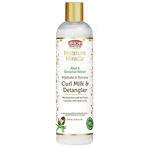 African Pride Moisture Miracle Hydrate & Renew Curl Milk & Hair Detangler, For Natural Coils & Curls, Hydrates & Controls Frizz, 12 oz
