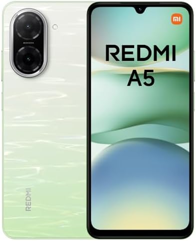 Redmi A5 Smartphone, 4+128GB, Verde, dual camera con AI da 32MP, ampia batteria da 5200mAh (typ), potente processore octa-core, display immersivo da 6,88" a 120Hz (caricatore non incluso)