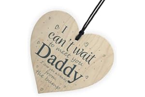 RED OCEAN Daddy To Be Can't Wait To Meet You Wooden Heart Dad Father Funny Card Love You Baby Bump Birthday Gift