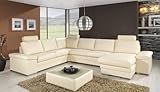  Design Luxus Lounge Sofa Landschaft Couch Polster Garnitur Leder Beige SL08 NEU!