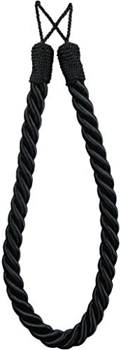 ShawsDirectKnightsbridge Thick Twist Rope Tie Backs, 60cm / 24", Available in a Variety of Colours (Black)