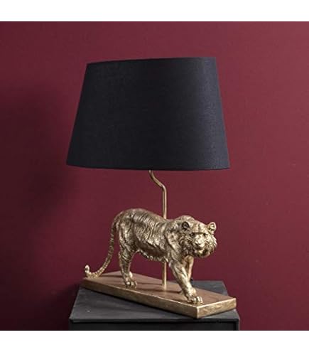 Werner Voß - Tischlampe - Tierlampe Panther - Gold Schwarz - H 39 Cm