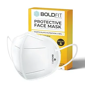 Boldfit N95 face mask for men and women (Pack of 5) N95 mask PM 0.3 Filtration BIS Approved Masks N95 Masks Reusable and Comfortable for protection from Pollution