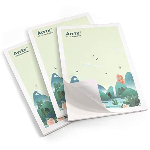 Arrtx Sketch Book Tampone per pennarelli 3 Pezzi, Formato A4 30 fogli/pacco, 56 lbs / 120 gsm, blocchetto da disegno liscio e resistente agli schizzi adatto per schizzi, disegno con pennarelli