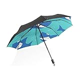 Parapluie Automatique Requin en Dents de scie Océan Queue de Poisson Portable Compact Parapluie Pliant Anti-UV Protection Coupe-Vent Voyage en Plein Air Voyage Femmes Grand Parapluie Coupe-Vent