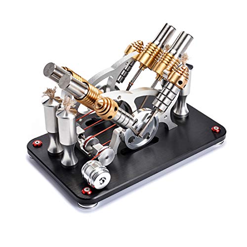 Foxom Stirling Engine Kit, Hot Air 4 Cylinder Steam Engine Kit with Electricity Generator, Education Toy Gift